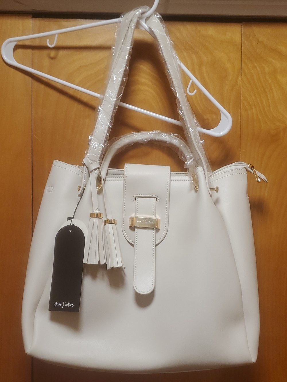 Yani Jadore Beige Bliss Collection Tote Bag with Tassel Detail NWT
